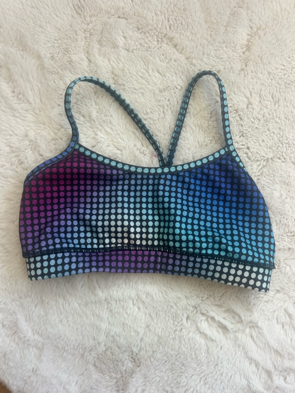 lululemon athletica Gradient Dot Strappy Sports Bra in Blue, Purple, Teal colors